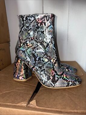 Rogue Snake-Print Ankle Boots - Women's Black Multi Color size 8